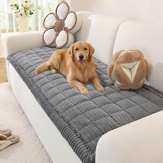 OstepDecor Couch Cover for Dogs, Washable Non Slip Sofa Cover for Pets, Soft Couch Covers for Sofa, Loveseat and Sectional, Furniture Protector Against Pet Hair & Scratches (27.6" x 59", Dark Grey) by OstepDecor