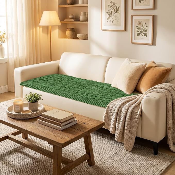 Smiry Non Slip Couch Covers for Dogs, Scratch Resistant Pet Sofa Protector | Machine Washable Soft Fuzzy Thick Furniture Cover for Sofa Loveseat Sectional Large Dogs, Olive Green, 27.6" x 82.7" - Image 2