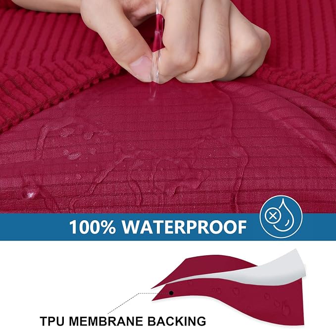 hyha Waterproof Couch Cushion Covers for Pets, Non Slip Sofa Seat Cover | Stretch Jacquard Fabric, Elastic Bottom, Non Slip Fit, Waterproof Protection, Pet Hair Protection (2 Pieces) - Image 3