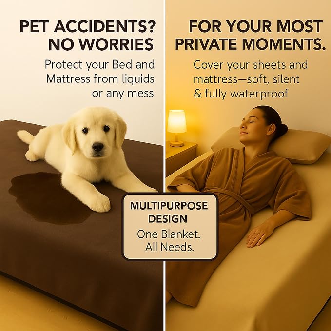 Waterproof Blanket for Bed or Couch – Soft and Leakproof Waterproof Throw Blanket, Water Proof & Stain Resistant Easy to Clean Throw Blanket Cover for Adults or Pets, Reversible Brown 60"x80" | High-Density Heavy-Duty Material - Ultra-Soft & Durable So... - Image 3
