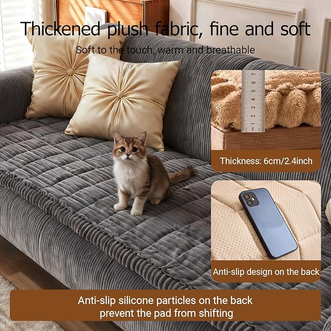 Pet Couch Cover Dogs Washable Non-Slip Couch Protector Fuzzy Cat Sofa Covers for 3 Cushion Sofa Pet Friendly Couch Protector Dog Mat for Couches and Sofas Dark Gray, 27.6 x 59.06 - Image 5