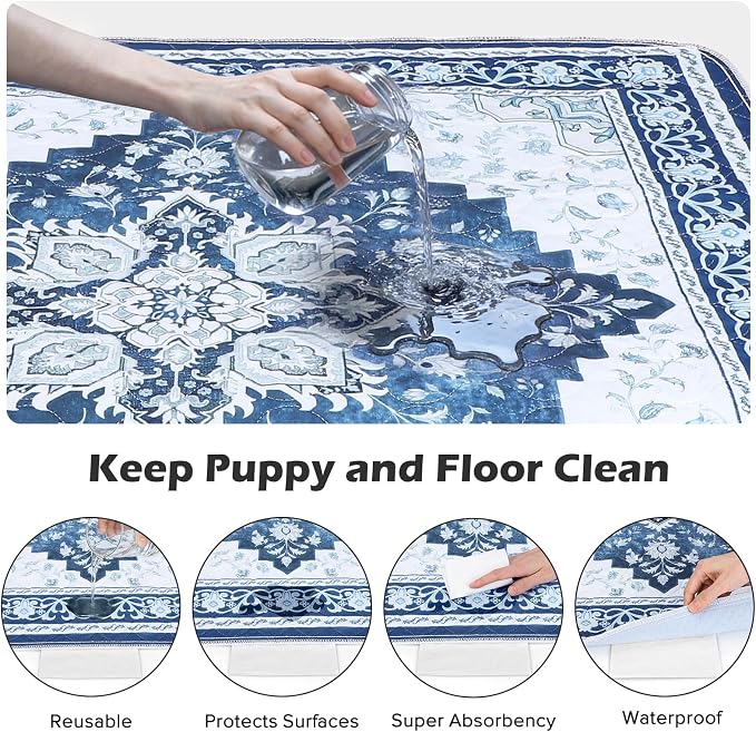 INVENHO 2PACK Washable Pee Pads for Dogs 60"x48" Reusable Dog Pads Extra Large Upgrade Non-Slip Dog Pee Pads Heavy Absorbency Puppy Pee Pads Quick Dry Whelping Pads/Waterproof Puppy Training Pad - Image 3