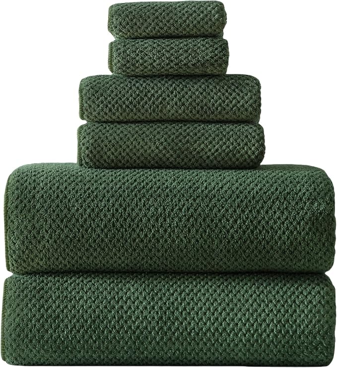 40x80 Inches Bath Sheets Towels for Adults Oversized Bath Towels Extra Large Luxury Super Soft Absorbent Quick Dry Microfiber (Olive Green,6PCS) by Akzpe