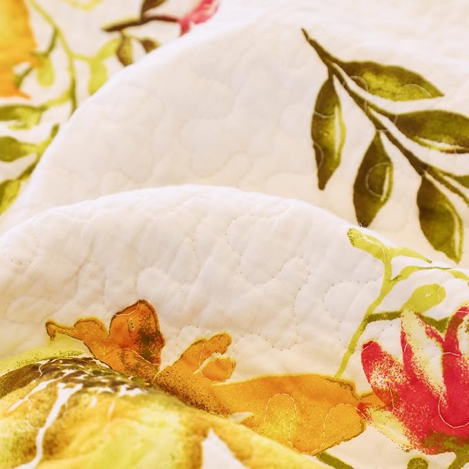 EVENHUG 100% Cotton Quilt Twin Size Yellow Sunflower Bedding Set Floral Lightweight Quilt Reversible Coverlet Bedspread with 1 Pillow Shams All Seasons 2 Pieces (68"x86") - Image 7