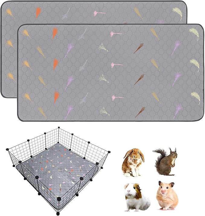 2Pcs Guinea Pig Cage Liners,Guinea Pig Fleece Cage Liners36''X36'' Super Absorbent Washable Pee Pads Reusable for Rabbit Hamster Chinchilla by LWYMX