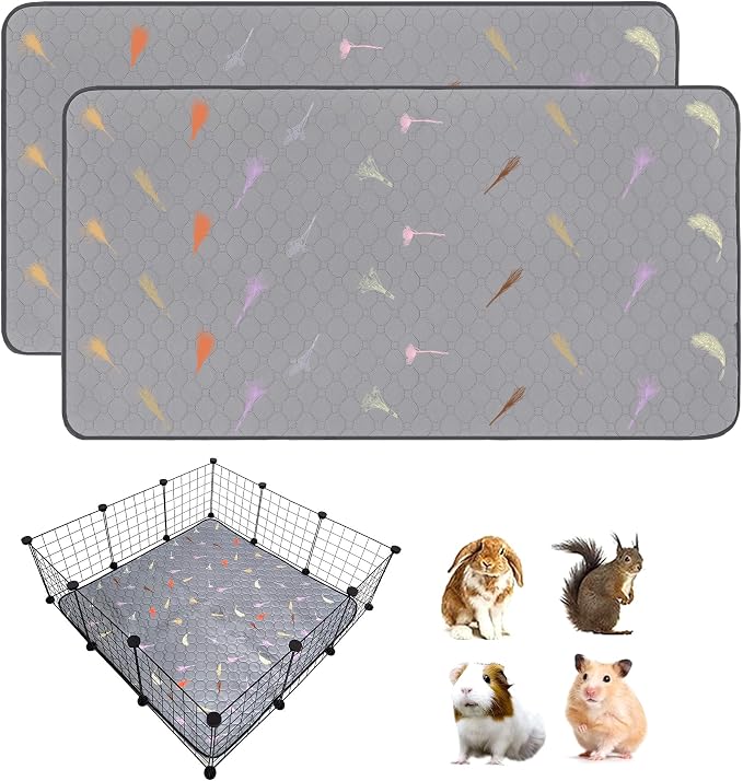 2Pcs Guinea Pig Cage Liners,Guinea Pig Fleece Cage Liners42''X42'' Super Absorbent Washable Pee Pads Reusable for Rabbit Hamster Chinchilla by LWYMX