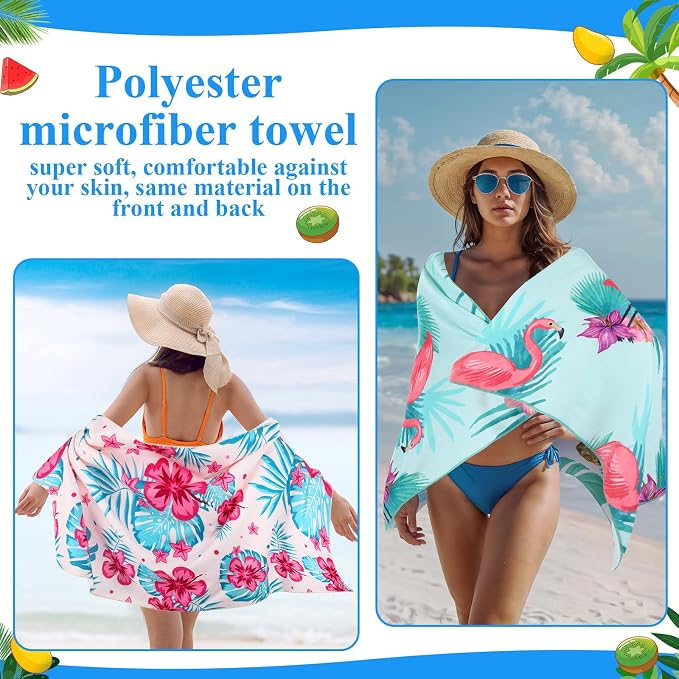 FuWeave 10 Pack Microfiber Beach Towel 28 x 55 Inch Oversized Large Quick Dry Thin Beach Towels for Pool Camping, Sand Free Lightweight Blanket for Women Adults Travel Swimming Sport (Vivid Style) - Image 4