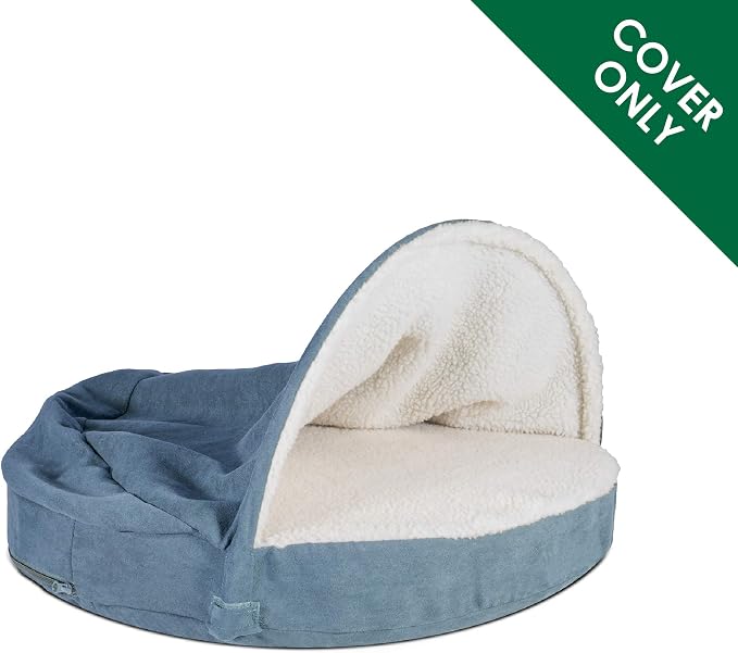 Furhaven Replacement Dog Bed Cover Sherpa & Suede Snuggery, Machine Washable - Blue, 26-inch - Image 2