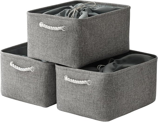 TheWarmHome Fabric Storage Bins Baskets for Organizing, Large Sturdy Storage Basket W/Handles, Decorative Foldable Storage Baskets for Shelves Closet Nursery Toy (X Large - 3 Pack 17.7L×13.8W×9.8H) by TheWarmHome