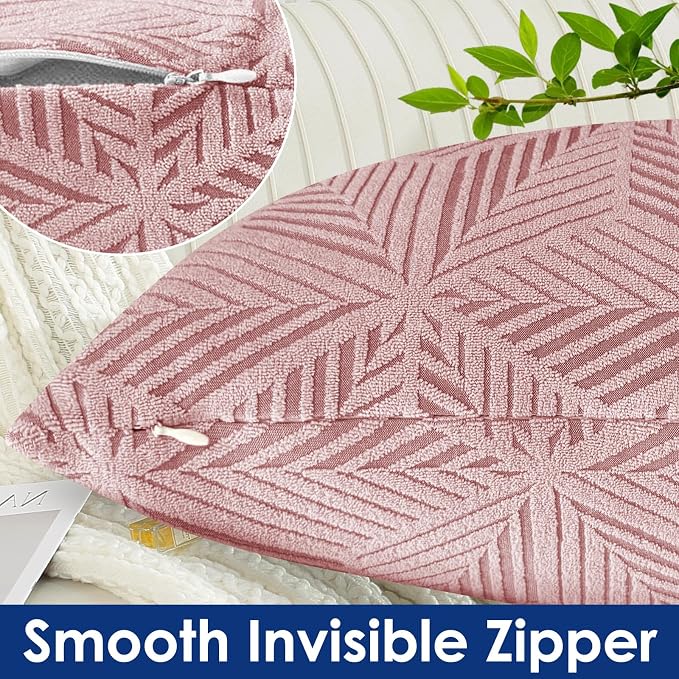 YEMYHOM Pack of 2 Throw Pillow Covers 18 x 18 Inch High Stretch Jacquard Pillowcase for Couch Sofa Living Room Home Decor, Pink - Image 5