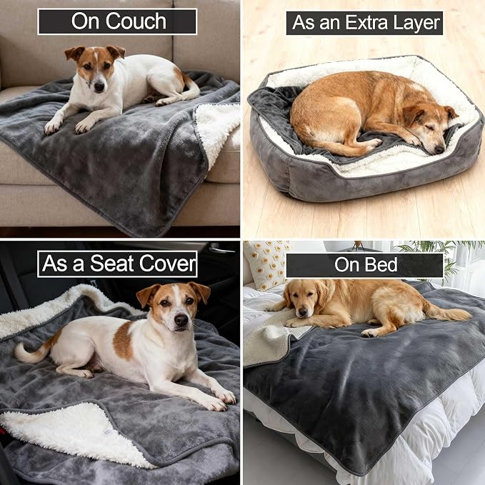 Waterproof Pet Blanket for Bed, Reversible Soft Flannel Love Blanket, Bed Blanket for Couples Washable, Spill-Proof Dog Throw Blanket for Couch, Sofa Protect, Camping,Khaki,12"x12" - Image 7