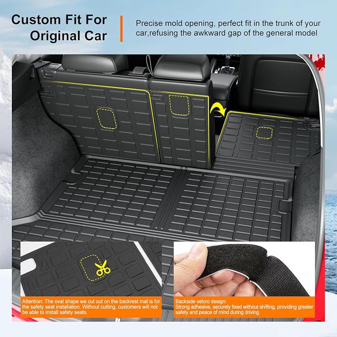 powoq Cargo Mat Compatible with 2017-2022 Mazda CX5 Trunk Mat Cargo Liner Backrest Trunk Liner TPE Replacement for 2017-2022 Mazda CX-5 Accessories (Trunk Mat+Backrest Mats) - Image 2