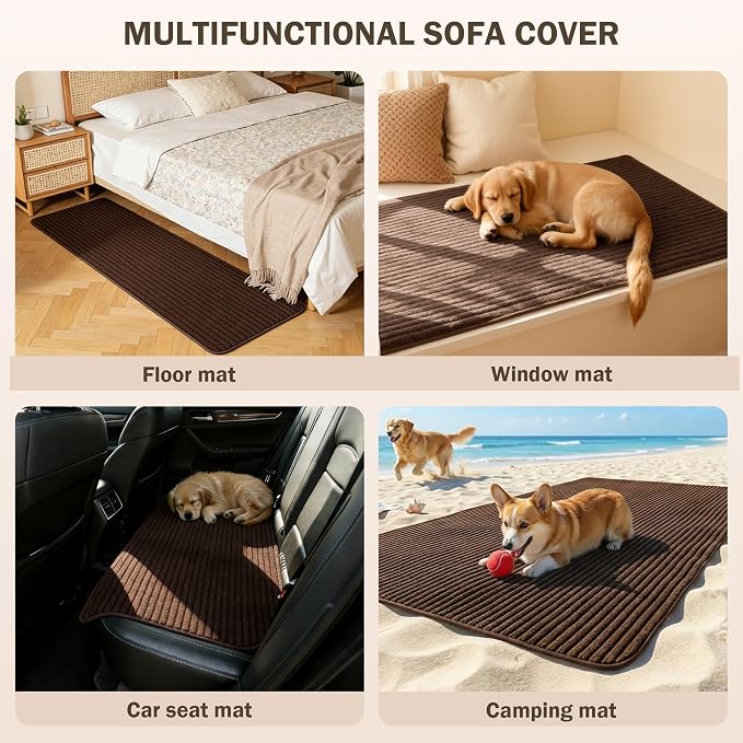 MEETSKY 100% Waterproof Sectional Couch Covers, 2 Pieces Pet Friendly Washable Couch Covers for Sectional Sofa, Non Slip Dogs Couch Cover for 2 Cushion L Shape, Chocolate, X-Large, 35"x63"+35"x70.9" - Image 9