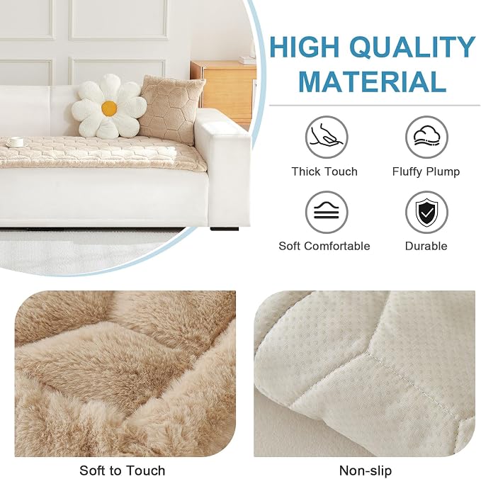 LiveGo Couch Cover for Dogs Washable, Sofa Cover Protector, Couch Covers for 3 Cushion Couch Sofa Pet Friendly, Soft, Non Slip (Light Camel, 90x160 cm / 35.4x63 in) - Image 6