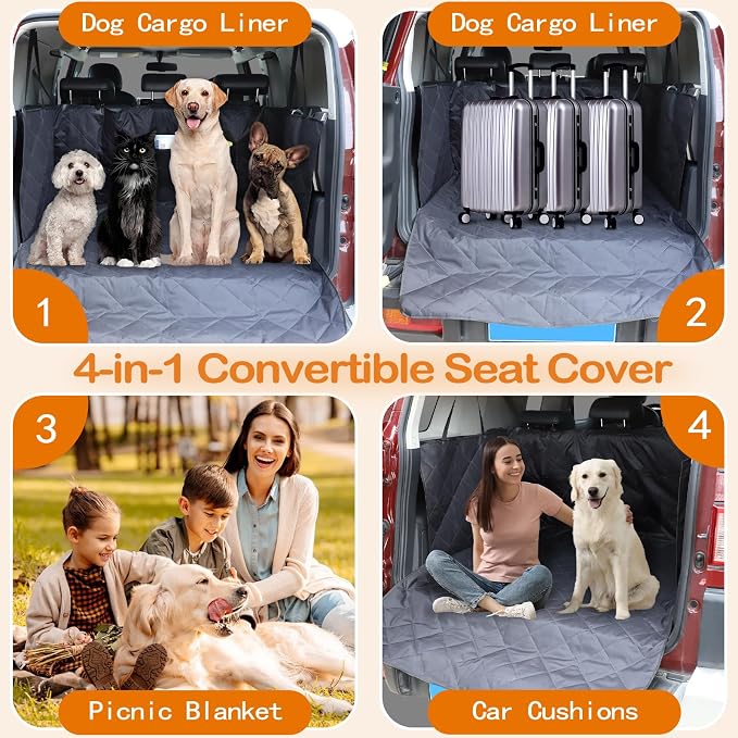 Aunginsy SUV Cargo Liner for Dogs Compatible with Toyota FJ Cruiser 2007-2021, Rear Trunk Mat Travel Nonslip Pet Cargo Boot Liner with Bumper Flap Protector Waterproof Floor Mat for Cats Accessories - Image 5