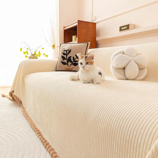 ROOMLIFE Boho Couch Covers for Sofa Washable for 3 Cushion Couch, Chenille | Furniture Protector Sofa Couch Cover for Dogs, Soft Breathable Sofa Slipcover, Couch Throw Blankets with Tassels 71''X134'' by ROOMLIFE