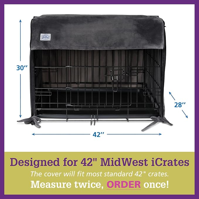 Pet Dreams Dog Crate Cover - Breathable Fabric Kennel Topper for Double-Door Crates, Fits iCrate Dog Cages 18, 24, 30, 36, 42, 48 Inches (Denim, X Large, 42") - Image 5