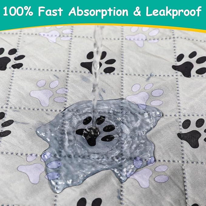 FUWERY Washable Pee Pads for Dogs ,30"X34", Thick Heavy Absorbency Reusable, Prevent Leakage, Non-Slip Pee Pads for Puppy Playpen,Potty Training, Grey, 2 Packs - Image 5