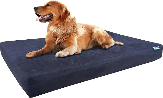 Dogbed4less Orthopedic Gel Memory Foam Pet Dog Bed, Waterproof Liner with External Microsuede Cover and Bonus Antislip Cover (Microsuede Espresso, 47"X29"X4" Inches) by Dogbed4less