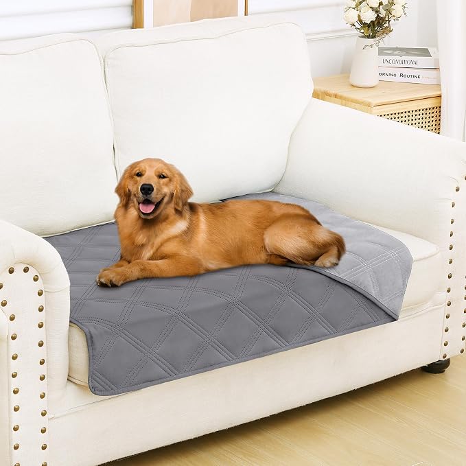 Smiry Waterproof Dog Bed Cover, Reversible Pet Blanket for Sofa Couch | Soft Washable Dog Blanket, Leakproof Couch Cover for Dogs Cats & Furniture Protection, 30x53, Grey/Light Grey by Smiry