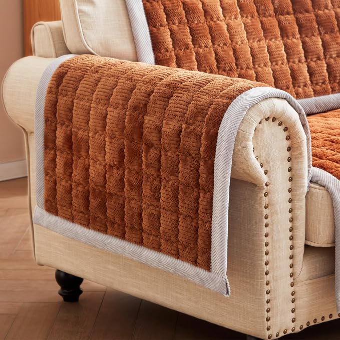 Couch Cover for Dogs Washable,Anti-Slip Back Cat Mat Pet Pad Blanket for Furniture Protector,Fuzzy Pet Sofa Cover for 3 Cushion Couch Sofa Pets Friendly (Curry, 1pc/27.6"x59"/Seat Cover) - Image 7