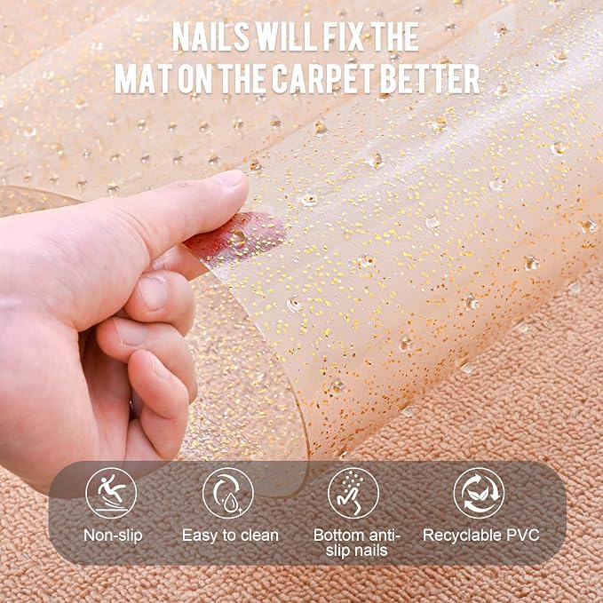 Uross Carpet Protector for pets - Cat Carpet Protector for Doorway, Anti Scratch Under Door Cat Scratch Protector Mat, Easy to Cut Plastic Carpet Scratch Stopper, Cat Scratch Guard Carpet 3.6FT-Golden - Image 2