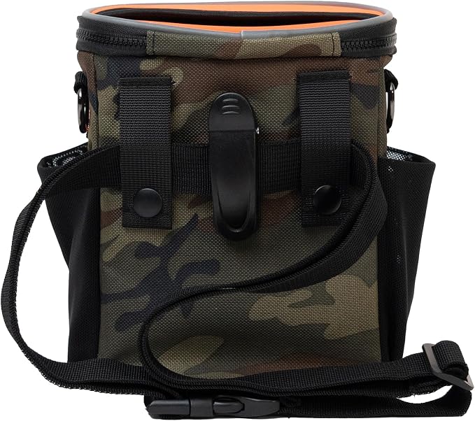 Quickdraw XL Dog Treat Pouch – Multipurpose Training Bag with Waste Bag Dispenser, Phone Pocket, Water Bottle Holders and 3-Way Strap – Durable and Reflective (Orange/Camo) - Image 6