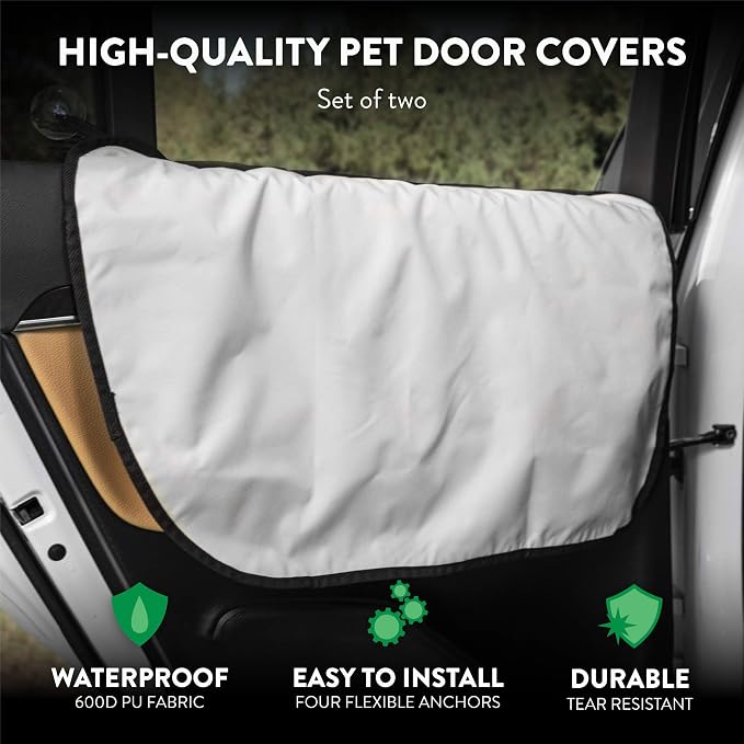 Plush Paws Products Premium Car Door Protector | Washable & Waterproof Interior Door Cover for Car, Truck, & SUV | One Size Fits Most Nonslip, Tear Resistant Door Guard | Set of 2 Grey - Image 2