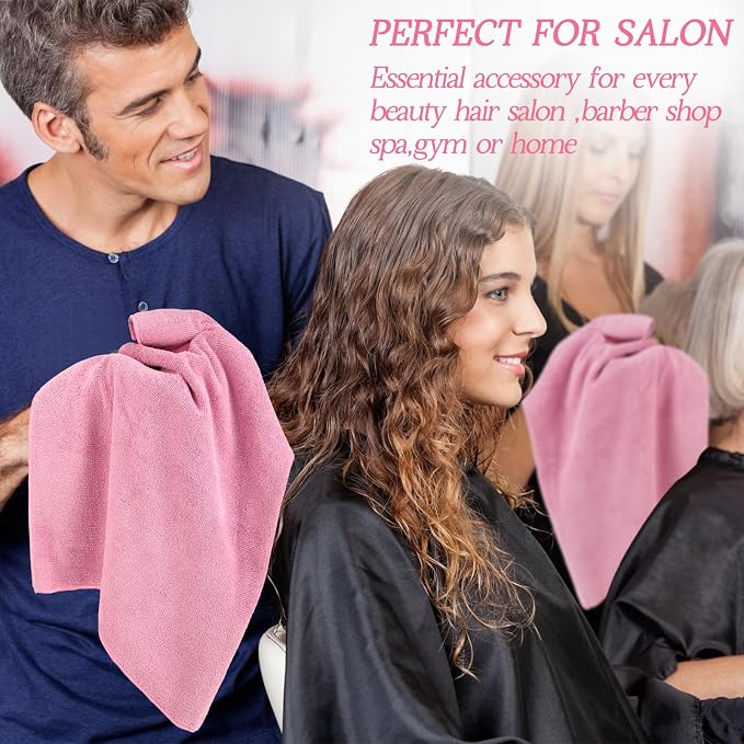Shimeyao 40 Pack Bleach Proof Towels Microfiber Absorbent Resistant Hair Hand Towels Bulk Quick Dry for Barber Gym Bath Spa Shaving (Pink,16 x 29 Inch) - Image 5
