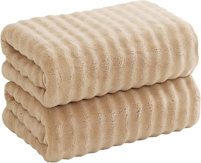 Bath Sheets 40x80 Inches Microfiber Extra Large BathTowels Super Soft Absorbent Quickly Dry Shower Towels for Bathroom (Beige,PK 2) by FITIFINE