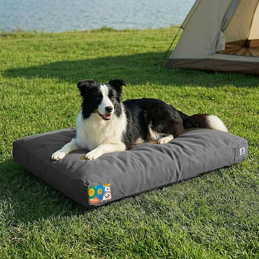 Sytopia 36 Inch Canvas Outdoor Dog Bed for Large Dogs, Durable Dog Bed with Waterproof Machine Washable Removable Cover, Indoor Patio Pet Pad for Crate, Dark Grey by Sytopia