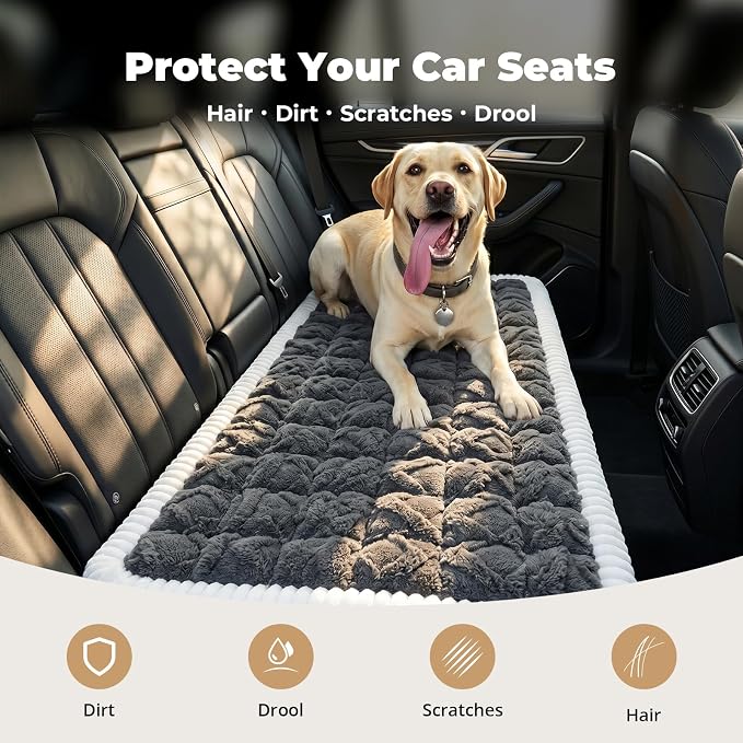 Avont Dog Bed for Car Back Seat, 2026 New Backseat Pet Bed Mat | 52.3"x23.6" Back Seat Pet Cover for Dogs Machine Washable Non-Slip Thick Plush Travel Mat for SUVs Trucks Camping - Dark Grey - Image 6