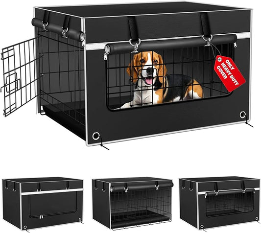 Dog Crate Cover, 1680D Heavy-Duty Oxford Fabric, Waterproof & Chew-Resistant for Aggressive Dogs, 24L×18W×20H Inches, Dual-Window Ventilation, All-Season Protection by Bethshaya