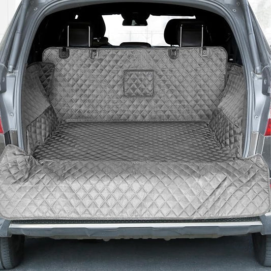 PETICON SUV Cargo Liner for Dogs, Trunk Cover with Bumper Flap Protector | Waterproof Pet Cargo Cover with Side Flaps, Dog Car Seat Cover with Non-Slip Mat, Prevents Scratches, Pet Hair, Mud, and Dirt by PETICON