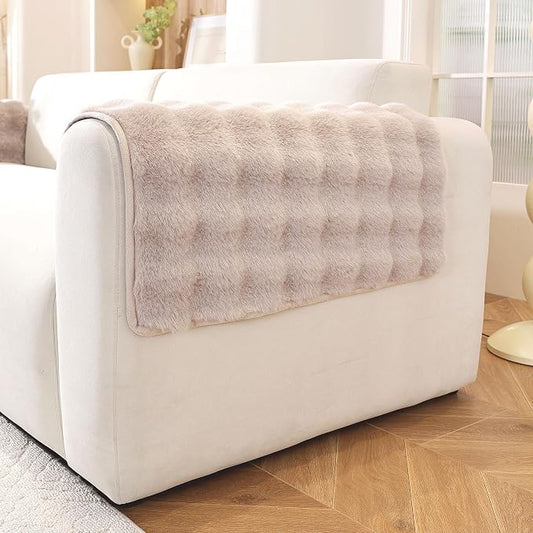 Waterproof Dog Bed Cover Non Slip Couch Covers for Dogs Washable Soft Faux Fur Sofa Cover Couch Covers for 3 Cushion Couch Sofa Pet Friendly (Khaki, 24" x 24" 2 Pack) by Hittun