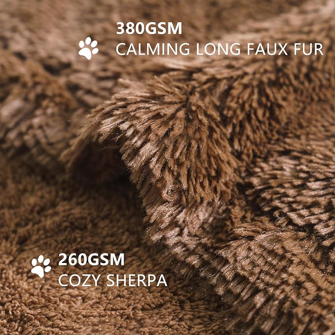 gogobunny Waterproof Dog Blanket for Couch & Furniture Protection - Super Soft Reversible Throw for Large Dogs & Cats, Calming Washable Fur & Sherpa Pet Blanket (40x50 Inch, Chocolate) - Image 2