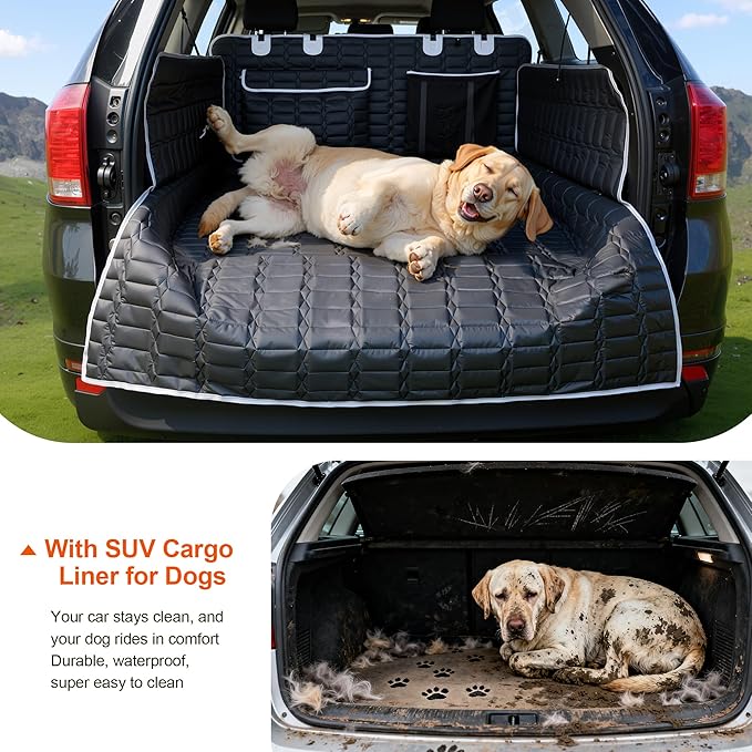 Reliadura SUV Cargo Liner for Dogs, Waterproof Trunk Cover with Bumper Flap | Non-slip Dog Seat Cover for SUVs/Cars/Vans,Large Pet Cargo mat with Side Flaps Protect seats from Scratches, Pet hair &Dirt - Image 7
