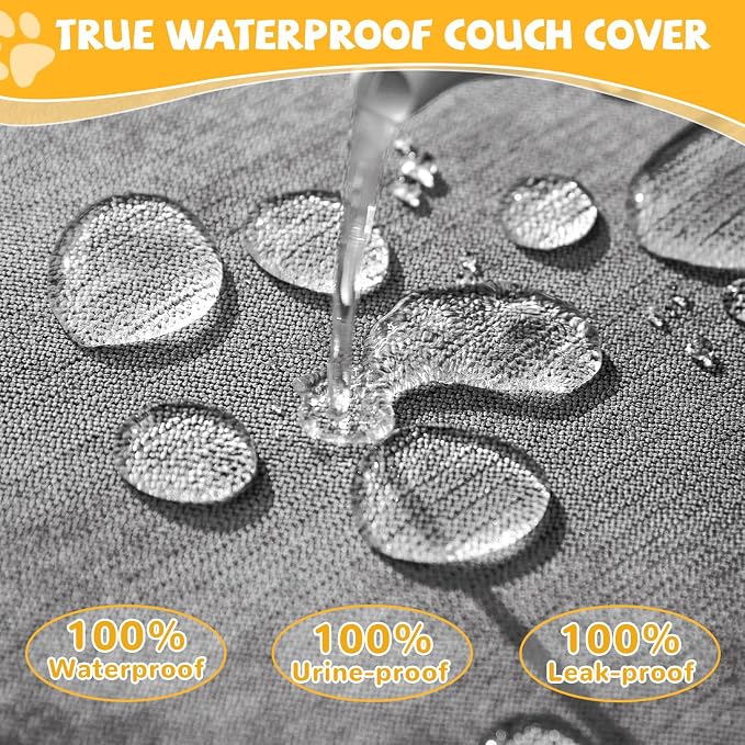 Waterproof Non-Slip Couch Cover for Pets & Dogs, Gray 79" x 134" | Pet Sofa Cover, Washable, Pet Friendly, Anti Cat Scratch, Furniture Protector, for 3 Cushion Couch Sectional L Shaped Sofa - Image 3