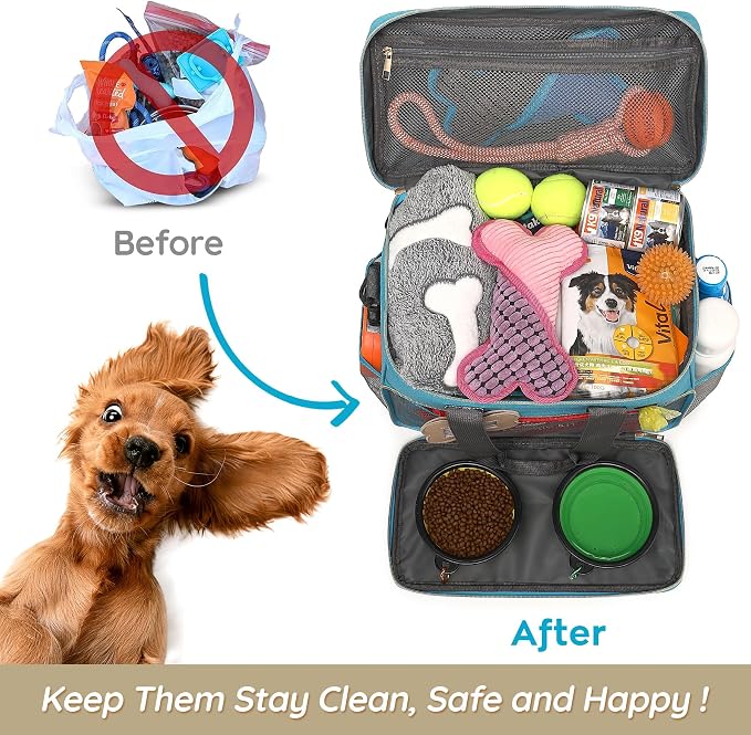 Dog Travel Bag for Traveling| Week Away/Overnight Travel Accessories with Multi-Function Pockets|Pet Travel Set for Dog and Cat|Ultimate Gift for Dog Moms &Dads, Doggy Lovers &Pet Owners - Image 6