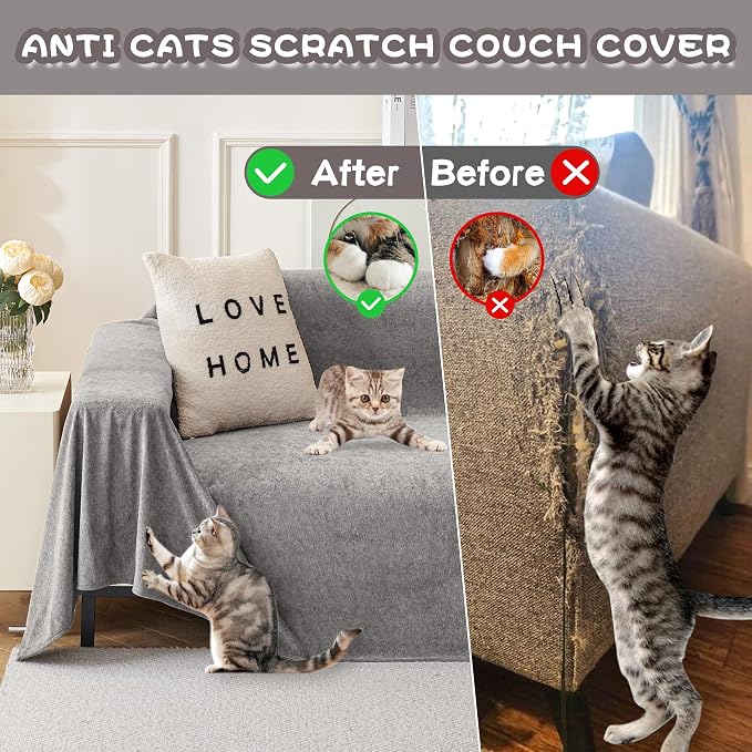 MYSKY HOME Couch Cover for Dogs Non-Slip Couch Cover for 2 Cushion Couch Sofa Cover Sofa Slipcovers for Dogs, Sofa Covers Washable Soft Thick Furniture Protector, 71" x 102", Grey - Image 5