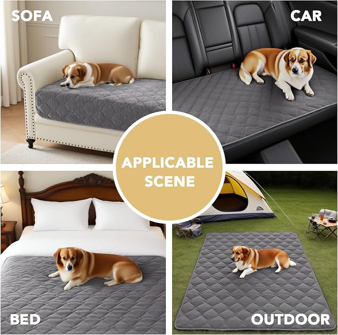 H.VERSAILTEX Couch Cover Chenille Pet Fuzzy Sofa Covers for 2 Cushion Couch Anti Slip Washable Sofa Slipcovers with Strap Soft Couch Protector Cover for Dogs Cats Kids(34.5" x 63", Light Grey) - Image 6