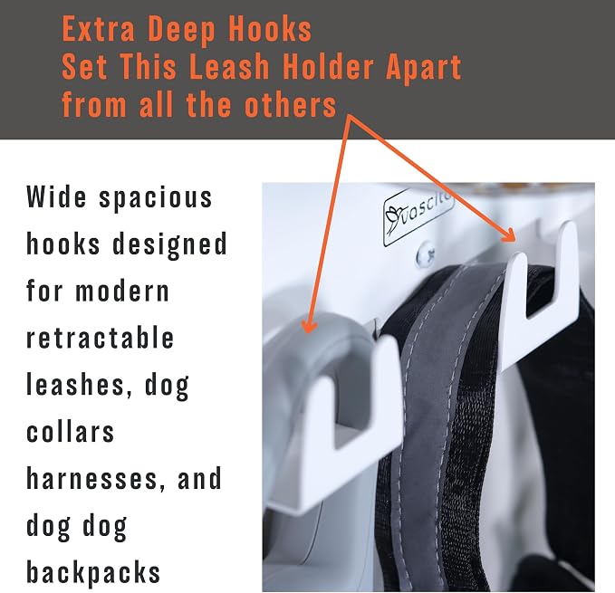 Dog Leash Holder for Wall with Shelf — Wall Mounted Dog Treat Holder & Station, 3 Large Airtight 32oz Treat Containers, 9 Hooks, Patented Lidless Slide-to-Seal Jars, Solid Steel, Made in USA - Image 2
