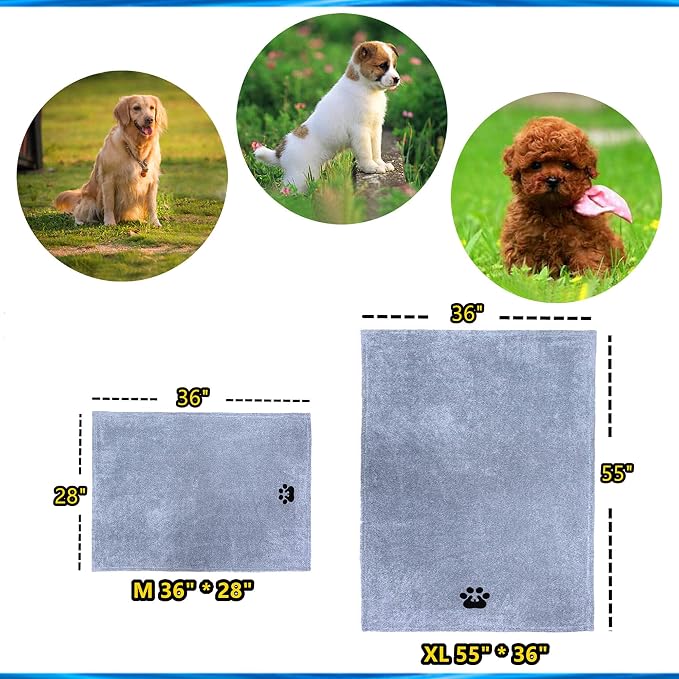Dogvingpk Dog Towel 2 Pack, Super Absorbent Soft Quick Drying Microfiber Pet Bath Towels for Medium & Small Dogs (M-36" * 28", Grey and Brown) - Image 8
