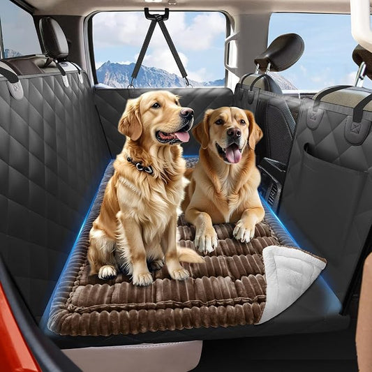 Dog Bed for Car Back Seat, Non-Slip Backseat Pet Mat XL, 59”X27.5” | Soft Blanket for Travel, Plaid Flannel, Quilted PP Cotton Filling, Non-Slip Backing, Machine Washable, Fit Backseat Extenders by ROUWINNE