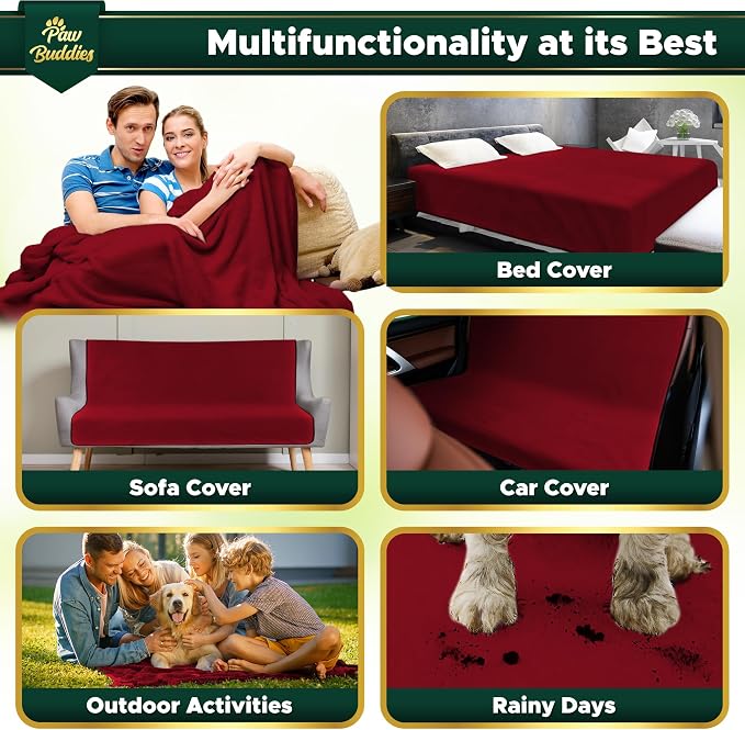 Paw Buddies Premium Waterproof Blanket 80"x90" Velvet-Feel Reversible Throw – Leakproof, Machine Washable Bed & Sofa King Size Protector for Couples, Pets & Travel + Bonus Small Blanket - Image 4