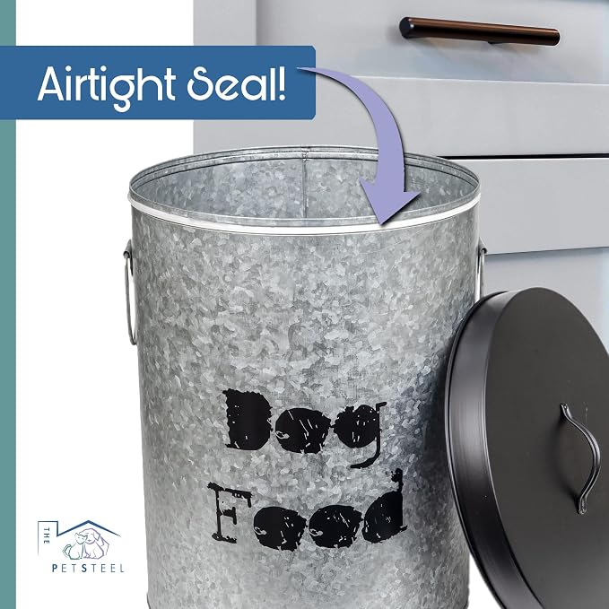 Large & Medium Combo Dog 60lb & 40lb Pet Food Storage Canister with Scoop – Durable & Airtight for Freshnesss, Minimalist Design & Recyclable, Large Metal Container - Image 4