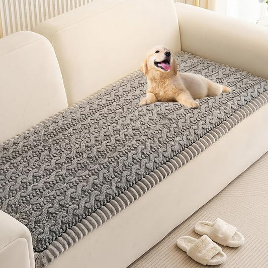 KRFOONN Couch Cover for Dogs Washable Pet Couch Covers for 2 Cushion Sofas Non-Slip Dog Sofa Protectors Cushion Covers Soft Sofa Slipcovers Cushion Protector for Pets Mat (Pattern Grey, 27.6" x 59") by KRFOONN