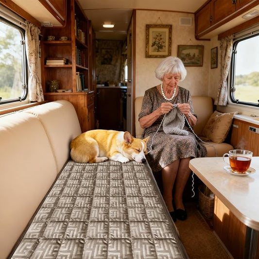 Paw Cart Couch Cover Caravan Quilted Sofa Topper Greek Key Pattern Washable Non Slip Soft Pet Protector for Any Type of Couch (Camel,W 59“ x D 28” 1 Piece) by ZYXFYY