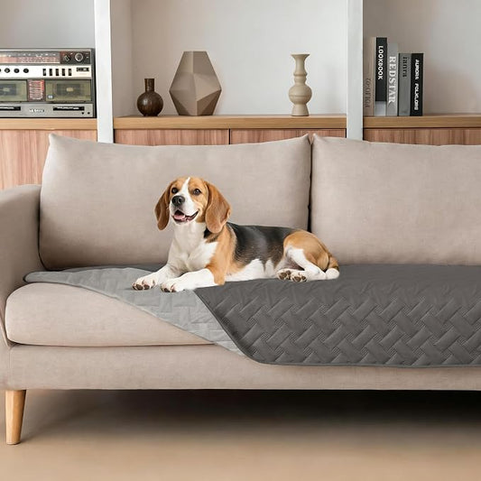 gogobunny 100% Double Sided Waterproof Dog Blanket Soft Pet Bed Cover Reversible Protect Furniture Couch Sofa Car for Puppy Cat Kids (Dark Grey/Light Grey, 30x70 Inch (Pack of 1)) by gogobunny