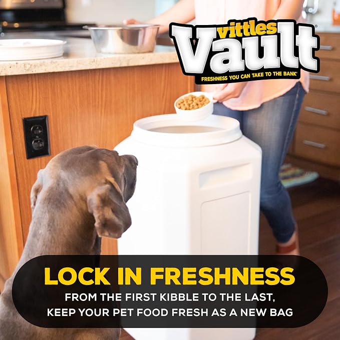 Vittles Vault Traditional Pet Food Storage Container For Dog Kibbles/Bird Seed/Oatmeal/Rice/Flour/Cereal, BPA Free Plastic, Sealed Airtight For Cat Food, Up To 80 lb, Made in USA, With Scoop, Gray - Image 5